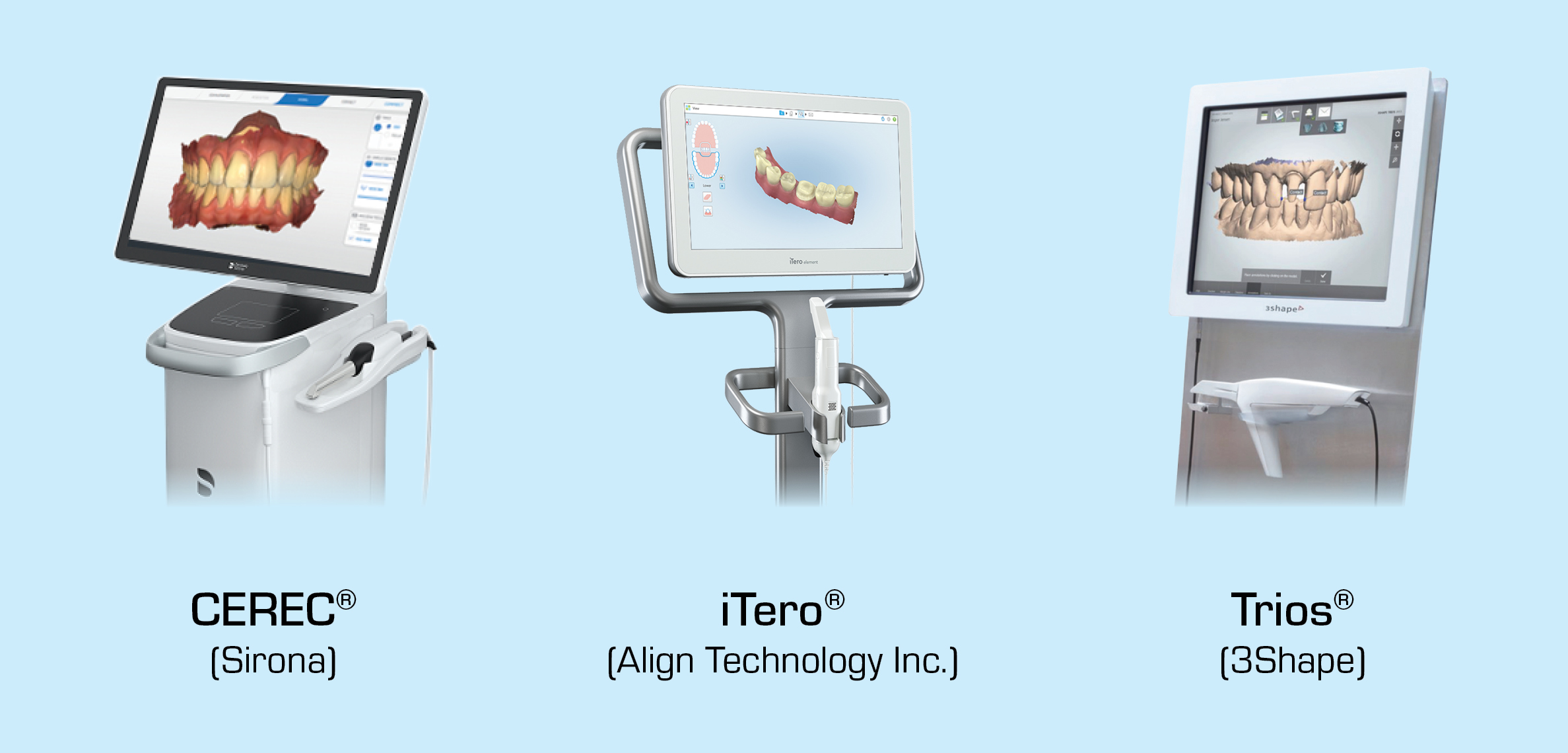 three popular intraoral scanners currently available